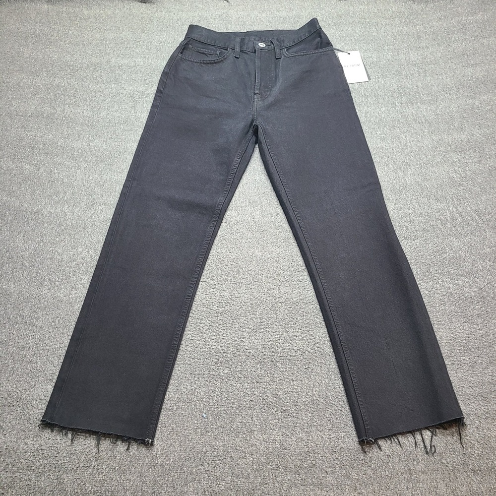 RE/DONE High Rise Loose Jeans Women 25 Black Raw Hem Button Fly‎